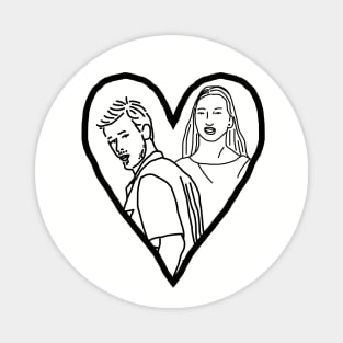 Valentine for Distracted Boyfriend Meme and Mystery Woman Line Drawing Magnet